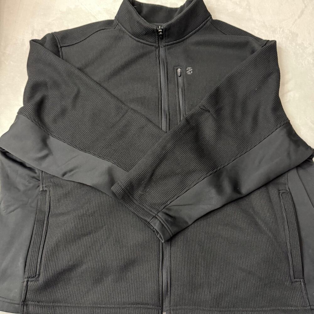 IZOD Men’s 3XL Black Full Zip Performance Waffle Knit Jacket Zip Pockets